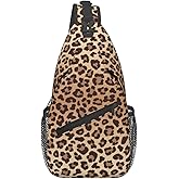 LOSTORCHI Leopard Print Crossbody Sling Bags for Women Men Brown Leopard Spot Pattern Wildlife Animal Skin Travel Sling Backpack Casual Chest Shoulder Bag Cute Cheetah Print Gym Sports Hiking Daypack
