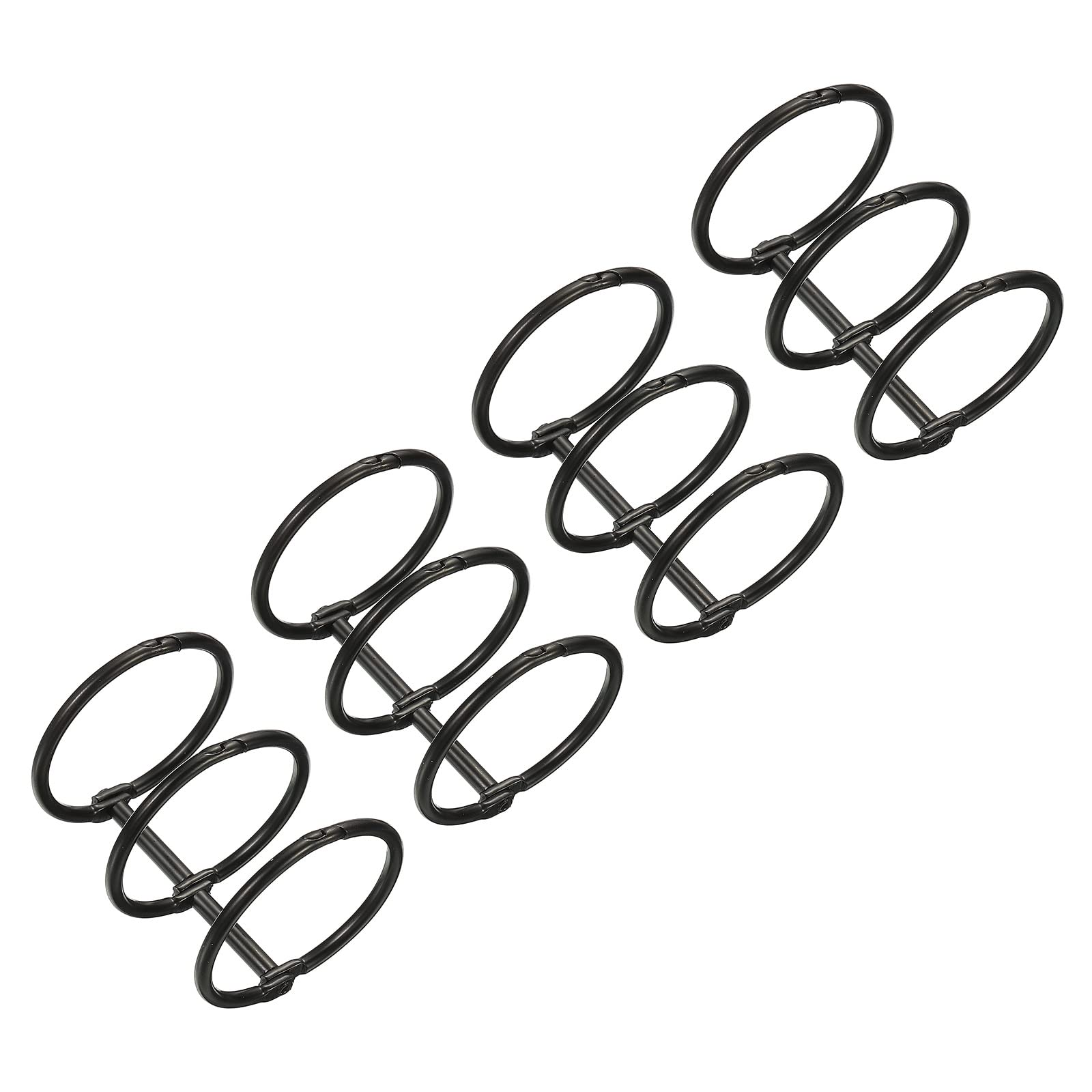 PATIKIL 1.18" Dia 3-Rings Book Rings, 4 Pack Metal Binder Rings Loose Leaf Ring Detachable for Office Desk Calendar Photo Album, Black