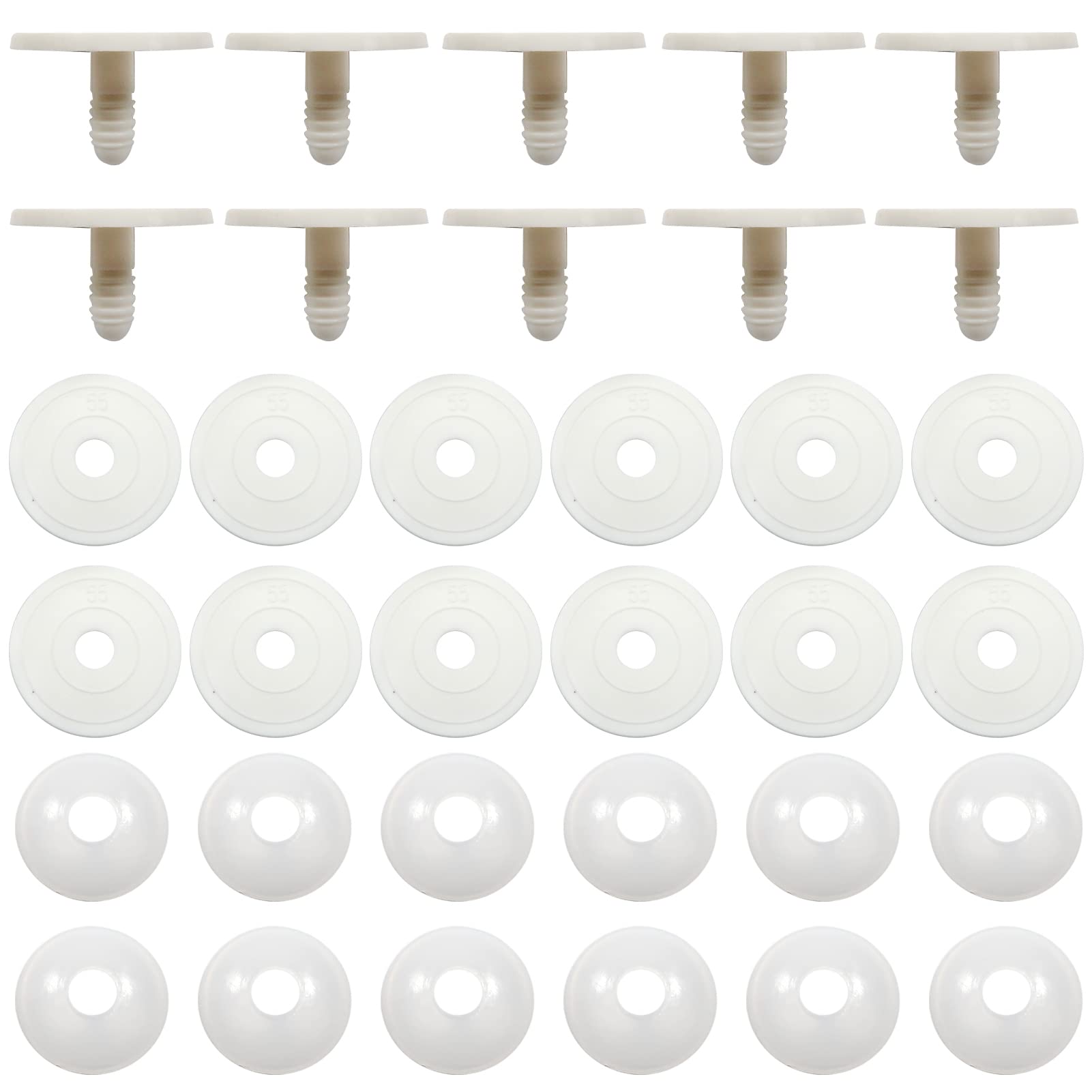 TOAOB Doll Joints for Amigurumis Crochet 20 Set 55mm White Plastic Safety Joints for Stuffed Animals Limbs and Arms Movable Connectors for Doll Making DIY Crafts