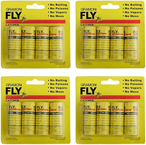 GRAMONI 16PCS Sticky Fly Catcher Trap,Fly Paper Ribbons, Fly Catcher Ribbon,Fly Paper Strips,Fly Trap (16psc)