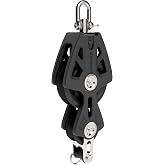Lewmar 50mm Synchro Block Fiddle and Becket, 990 lb Working Load Limit, Accommodates 1/4" - 3/8 Lines, High-Density Free-Spin Bearing, Traveler Compatible - 29925034BK