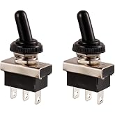 BOJACK Toggle Switch SPDT ON-ON 3 Terminal pin 12 VDC 25 A with Waterproof Cap for Auto Car 102 (Pack of 2)