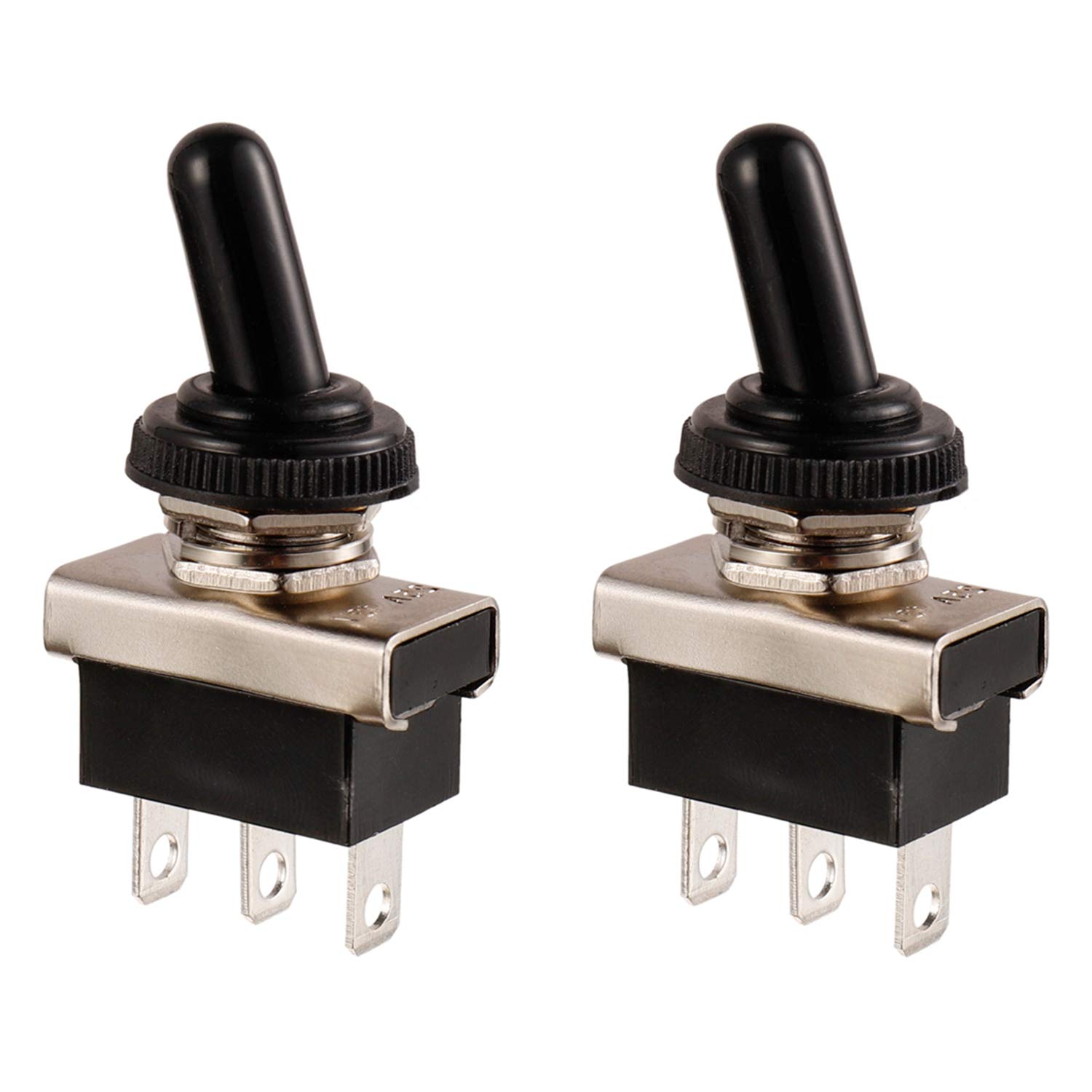 BOJACK KN3(D)-102 Toggle Switch SPDT ON-ON 3 Terminal pin 12 VDC 25 A with Waterproof Cap(Pack of 2 Pcs)