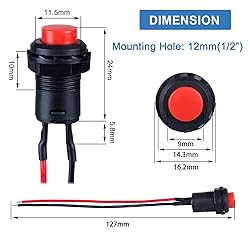 DMWD 12-Pack 12mm Mini Latching Push Button Switch