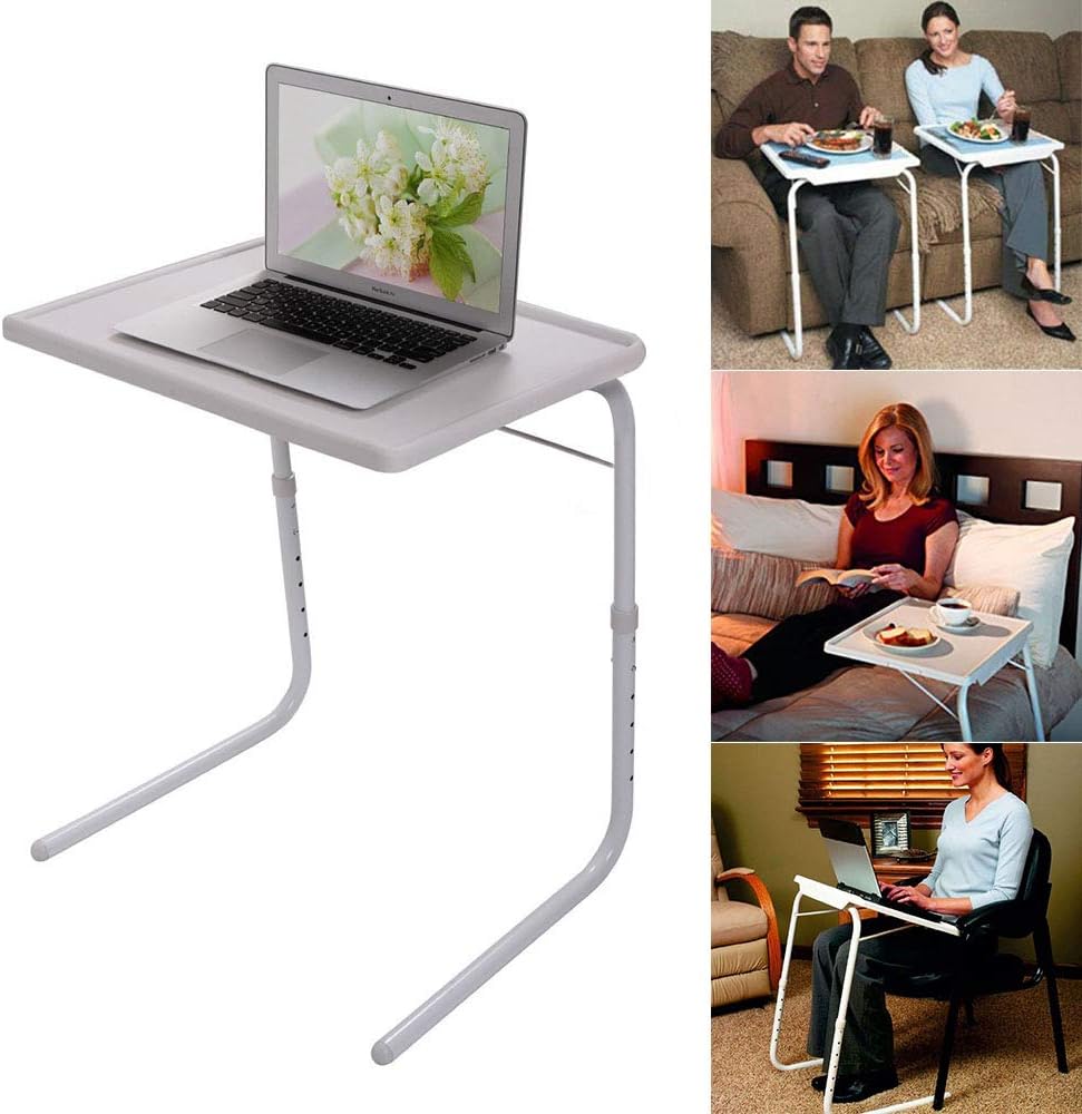 Foldable Assembled Table Tv Tray Portable Folding Snack Table Adjustable Sofa Side Table Bed Laptop Desk Table For Breakfast Home Use White Price In Uae Amazon Uae Kanbkam