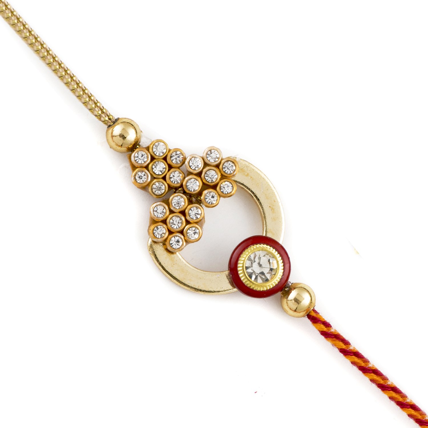 aapno rajasthan golden & red ad studded beautiful rakhi