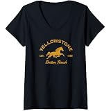 Offizielles Yellowstone Merch Yellowstone Dutton Ranch Langarmshirt | Running Horse Logo Est. 1886 Dutton Ranch Langarmshirt Western TV Serie Fan Artikel