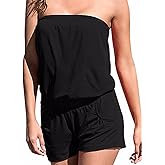 Sexyshine Women's Strapless Off Shoulder Printed Beachwear Short Rompers Jumpsuits