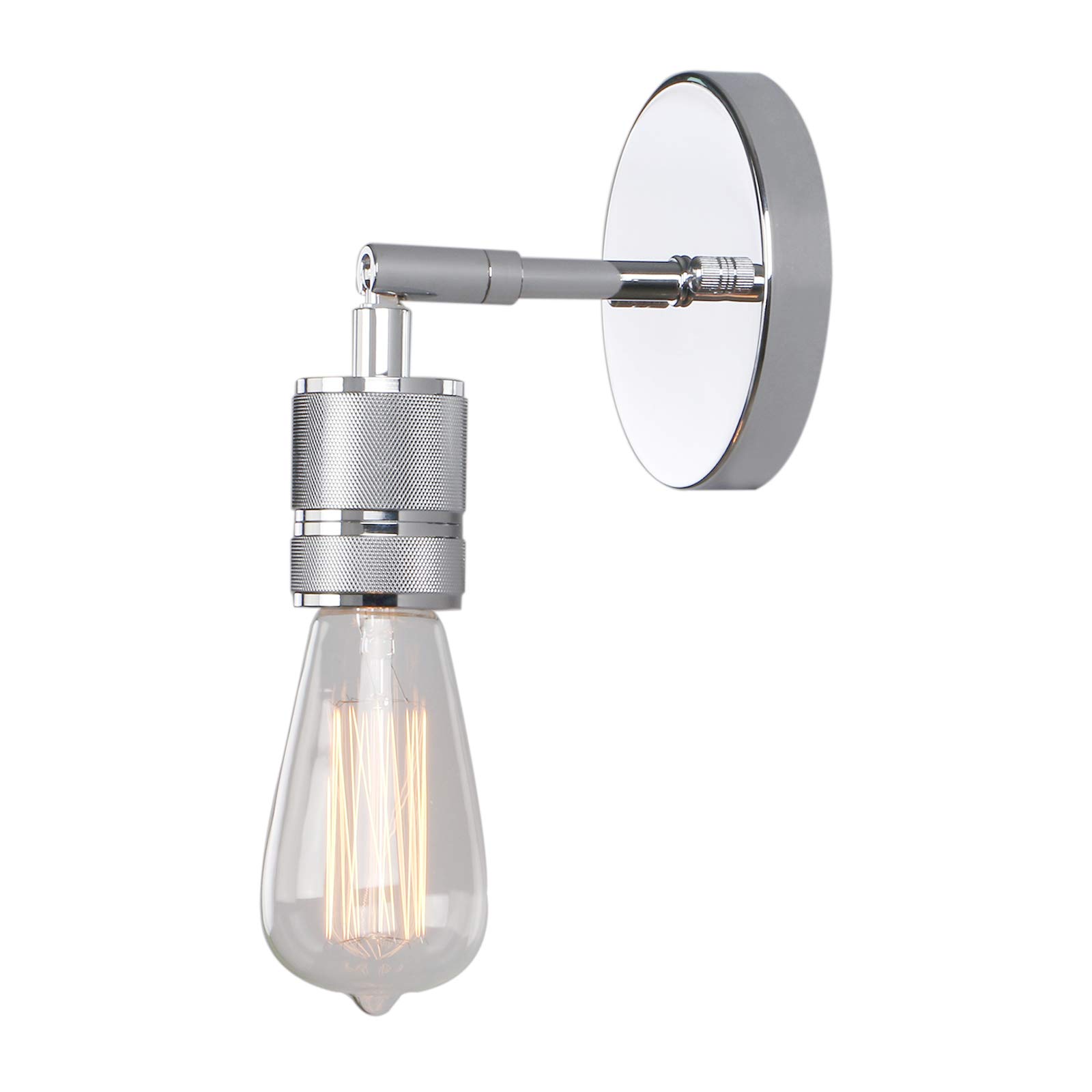 Phansthy Retro Wall Light, E27 Socket Copper Finish Hallway Wall Mount Lamp, Industrial Indoor Sconce Suitable for Kitchen Bedroom Bar Loft Lighting (Chrome)