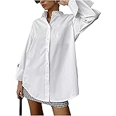 GORGLITTER Women's Oversized Button Down Shirt Long Sleeve Loose Collared Spring Outfits Casual Business Work Blouses