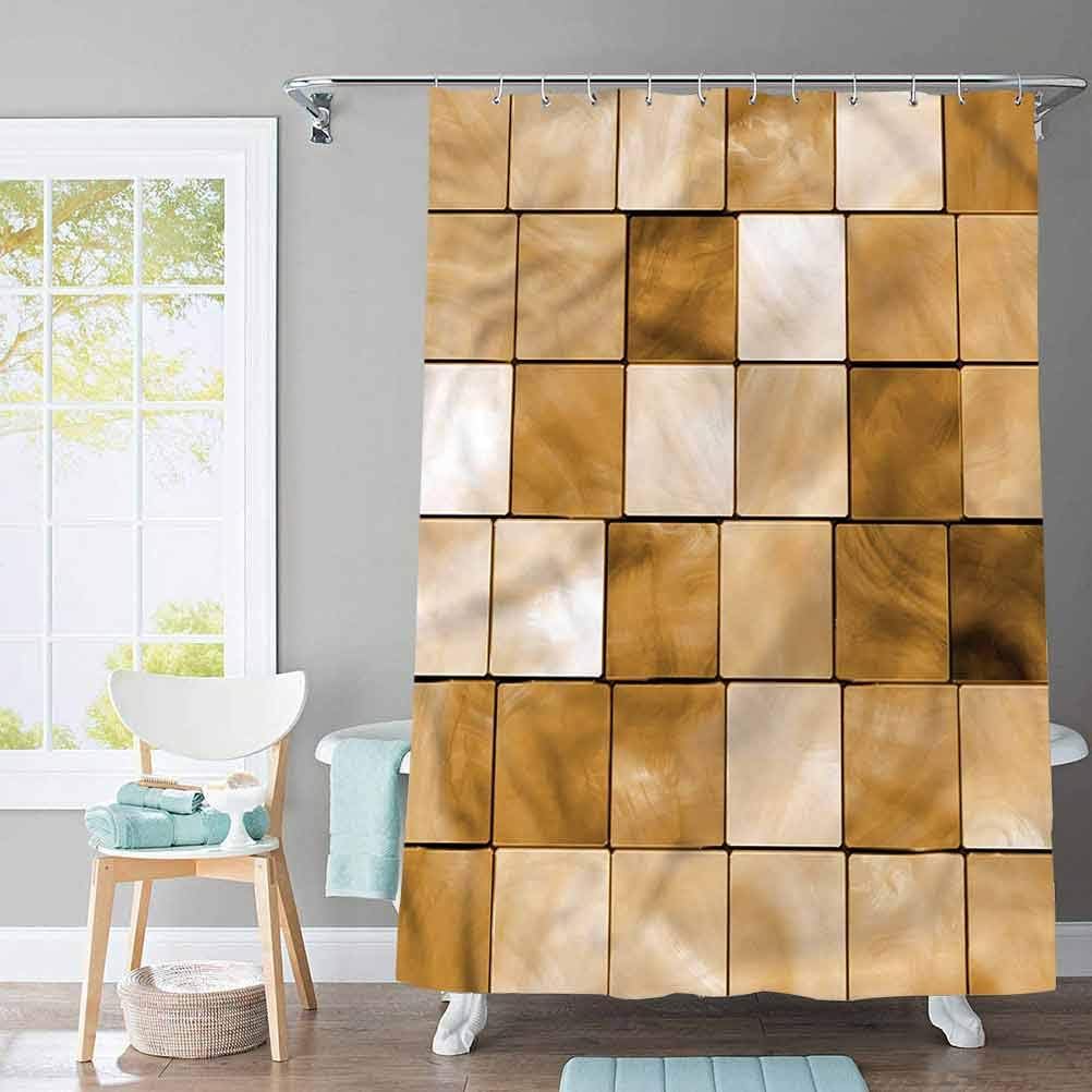 ScottDecor Beige Shower Curtains for Bathroom Wood Cubes