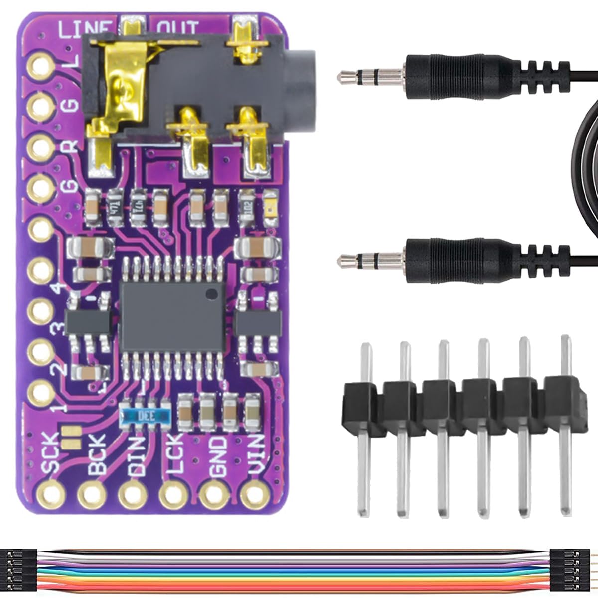 DAOKAI PCM5102 Module,I2S IIS Lossless Digital Audio DAC Decoder Module PHAT Format Player Board Digital-to-Analog Converter Voice Module for Arduino for Raspberry Pi