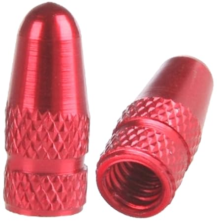 PRESKIN 2 er Set Presta Rot Fahrrad-Ventilkappen aus Aluminium eloxiert, Valve Caps für französische Ventile