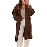 Saodimallsu Womens Long Cardigans Oversized Chunky Knit Coatigan Fall Trendy Open Front Sweater Jackets with Pockets
