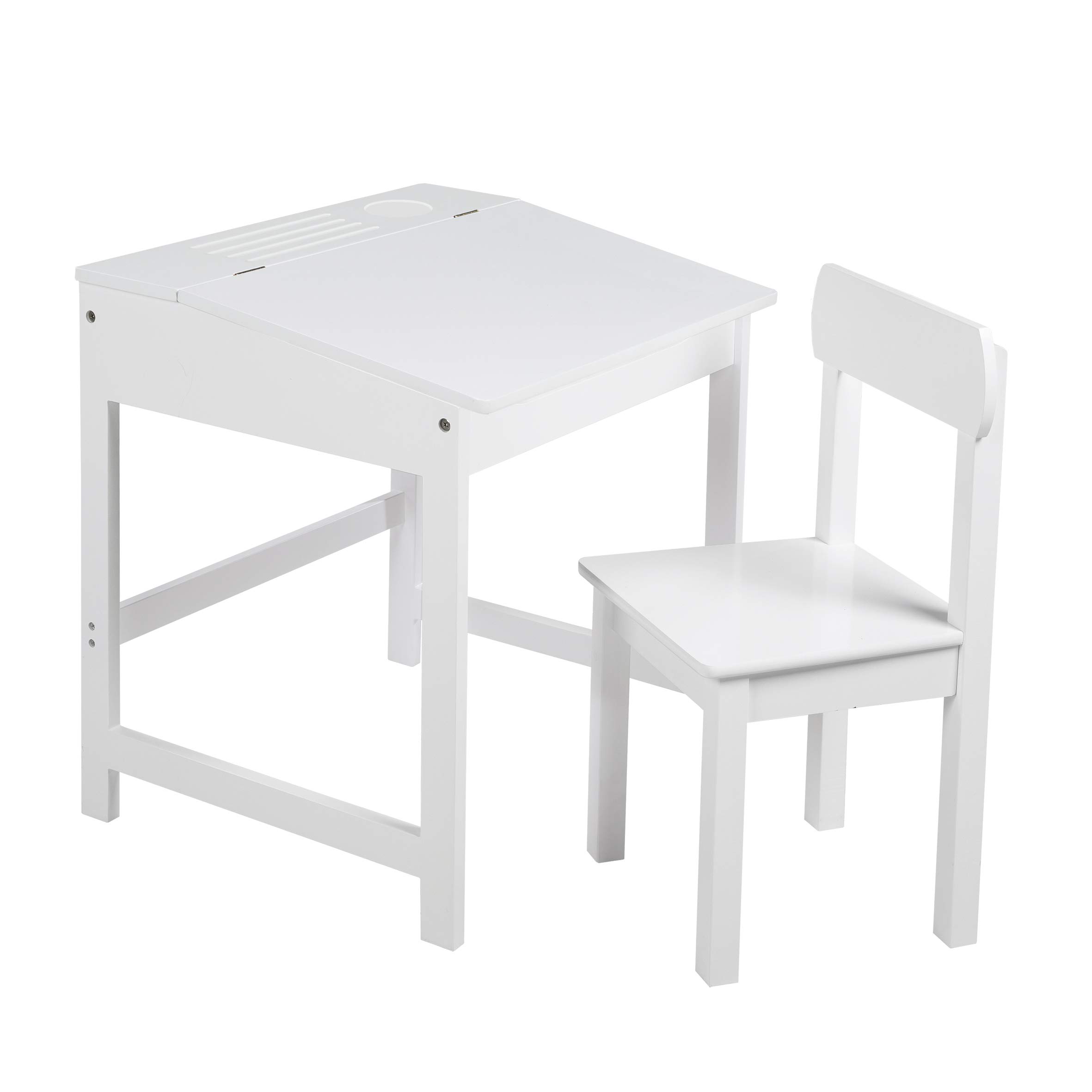 roba Wooden Children's School Desk with Chair - Openable Desk with Soft-Close Hinges and Grooved Pencil Sloth