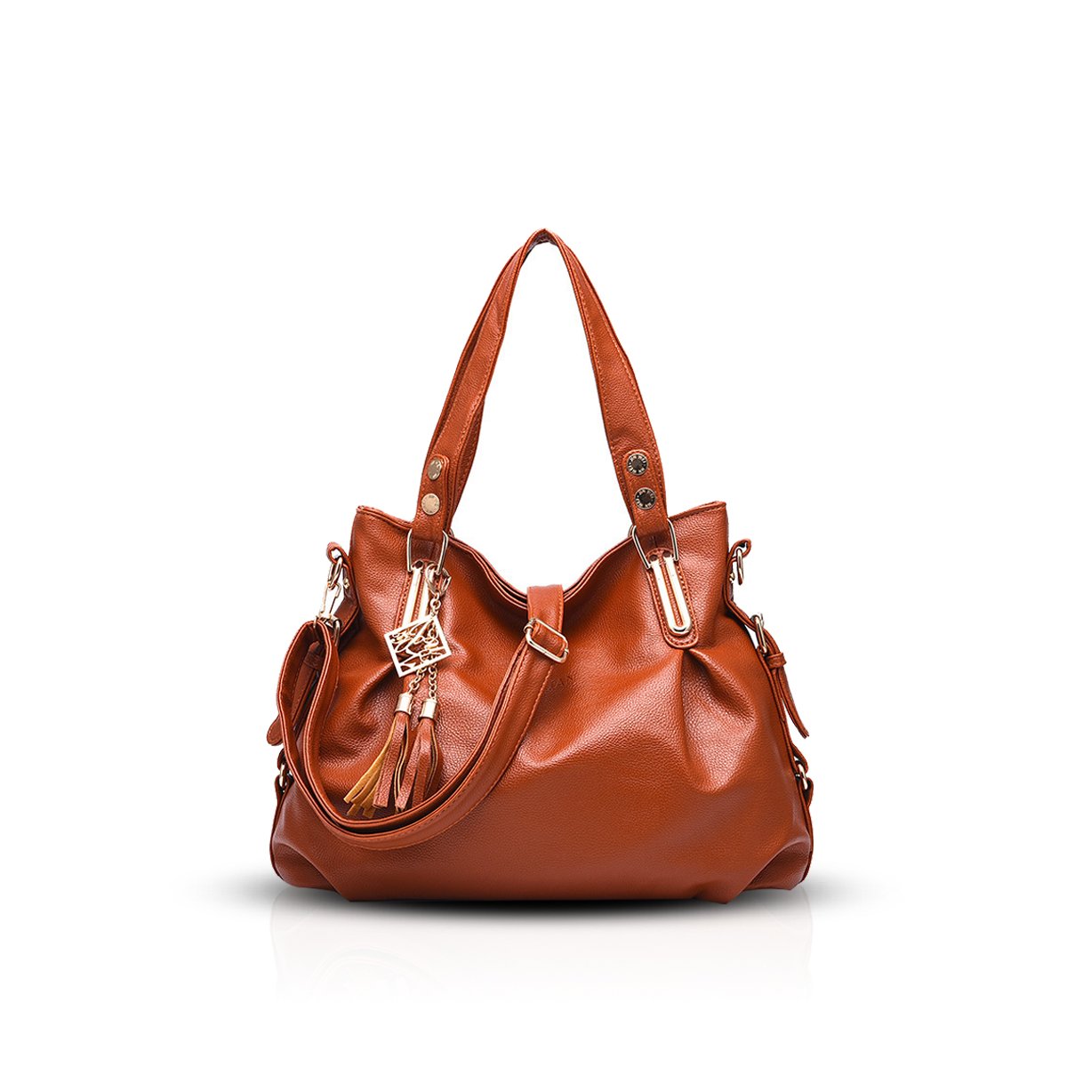 NICOLE & DORIS Ladies Tote Bag Handbag Hobes and Shoulder Bag Women Messenger Brown