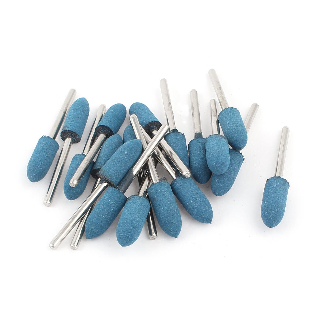 sourcingmap 3mm Shank 8mm Cone Head Blue Rubber Polishing Mounted Point 18 Pcs