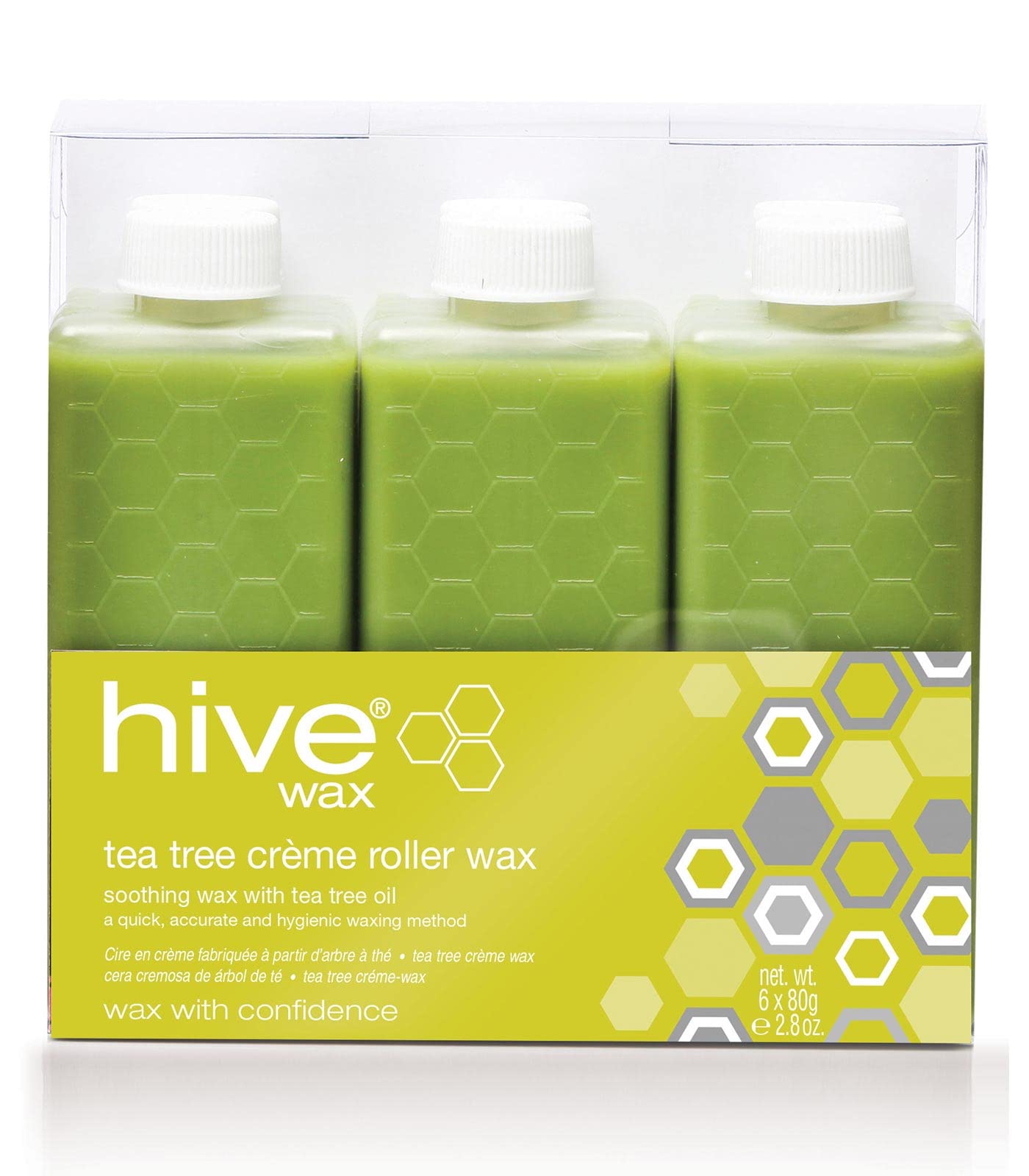 Hive Options Tea Tree Cream Wax Roller Depilatory Wax Cartridges 80g - Pack of 6