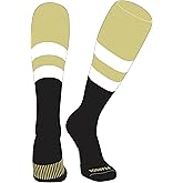 PEAR SOX Striped OTC Baseball, Softball, Football Socks (D) Vegas Gold, White, Black