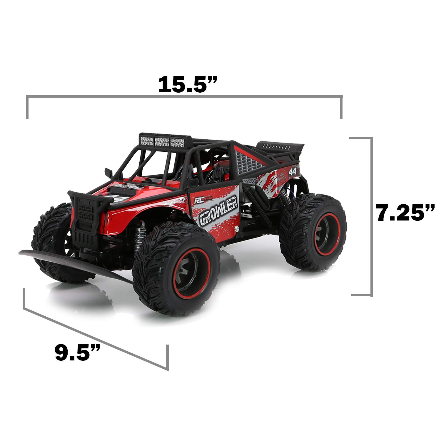RC CHARGERS Growler Remote Controlled Off Road Truck, 1:12 Scale | Polycarbonate Body, Rugged Suspension, Off-Road Capable, 2.4GHz, Pistol Grip Control | 9.6v Battery and Charger Included