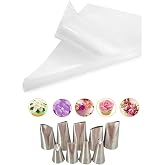 Petal Piping Tips Set 104 123 124 125 126 127 79 81 352 with Bags for Cakes | Flower &amp; Leaf Icing Tips Set with 12-Inch Disposable Piping Bags