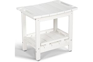 NALONE Shower Bench, HDPE Shower Benches with Storage Shelf & Handles, Indoor and Outdoor Use (White)