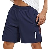 Mens Athletic Shorts 7 Inch Quick Dry Running Sports Shorts Lightweight Workout Gym Shorts Elastic Waist Shorts with Pockets