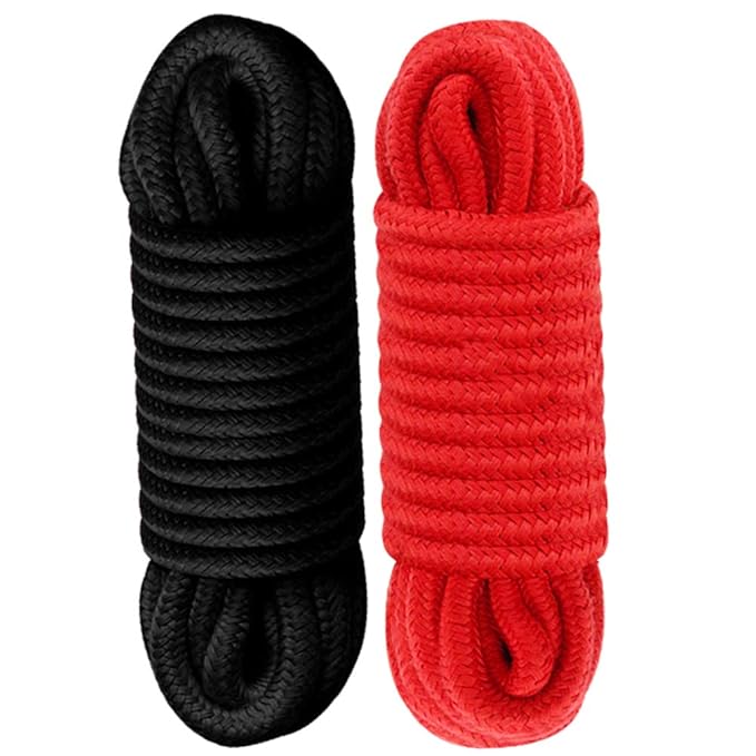 BaumwollSeil -Mehrzweck Schwarzes rot BaumwollSeil - Dickes Haltbares Deluxe Seil - Für Handwerk u. Outdoor Abseilen Baumwoll