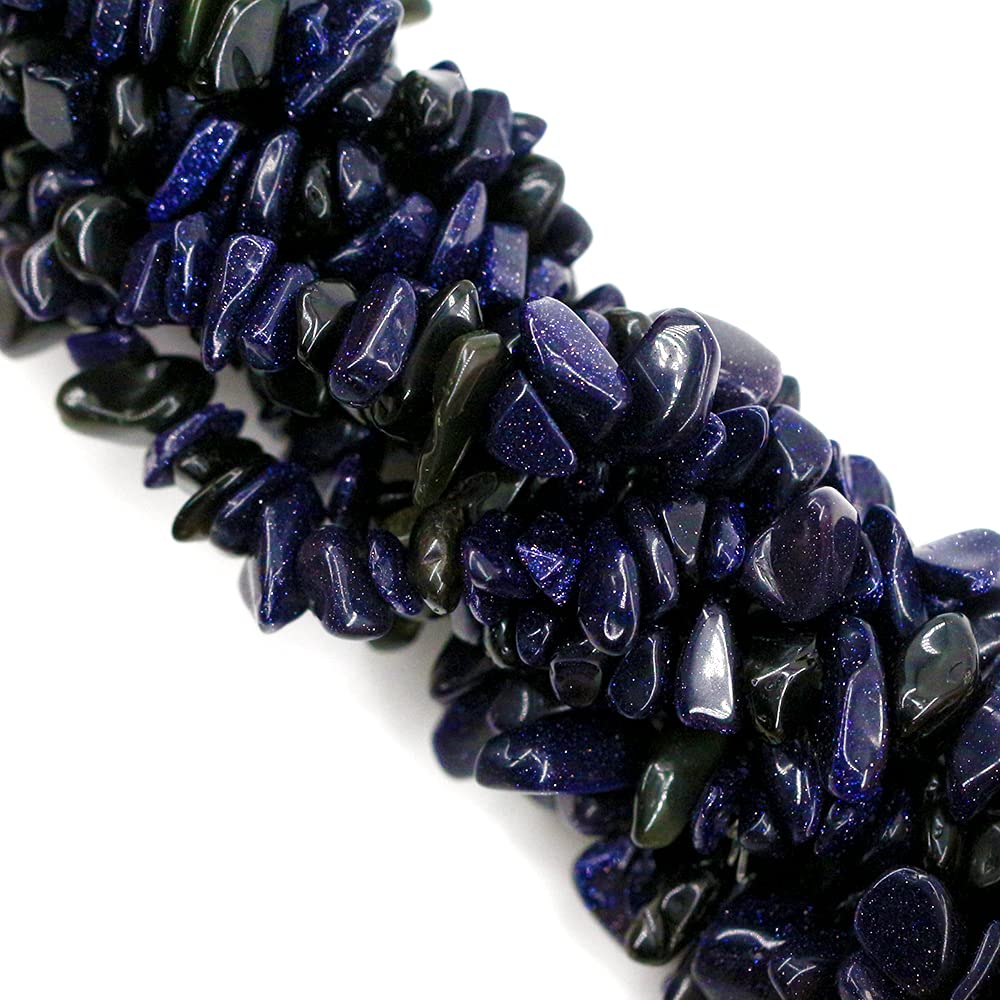 Blue Sandstone Crystal Chips with Holes for