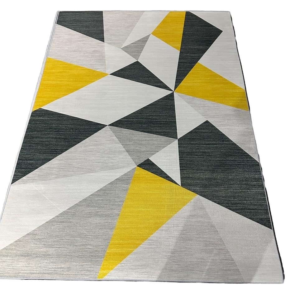 Photo 1 of Sally Pacific Modern Geometric Area Rug, Yellow Gray Black White Triangle Pattern, 9x12 Feet (106x146 Inches)