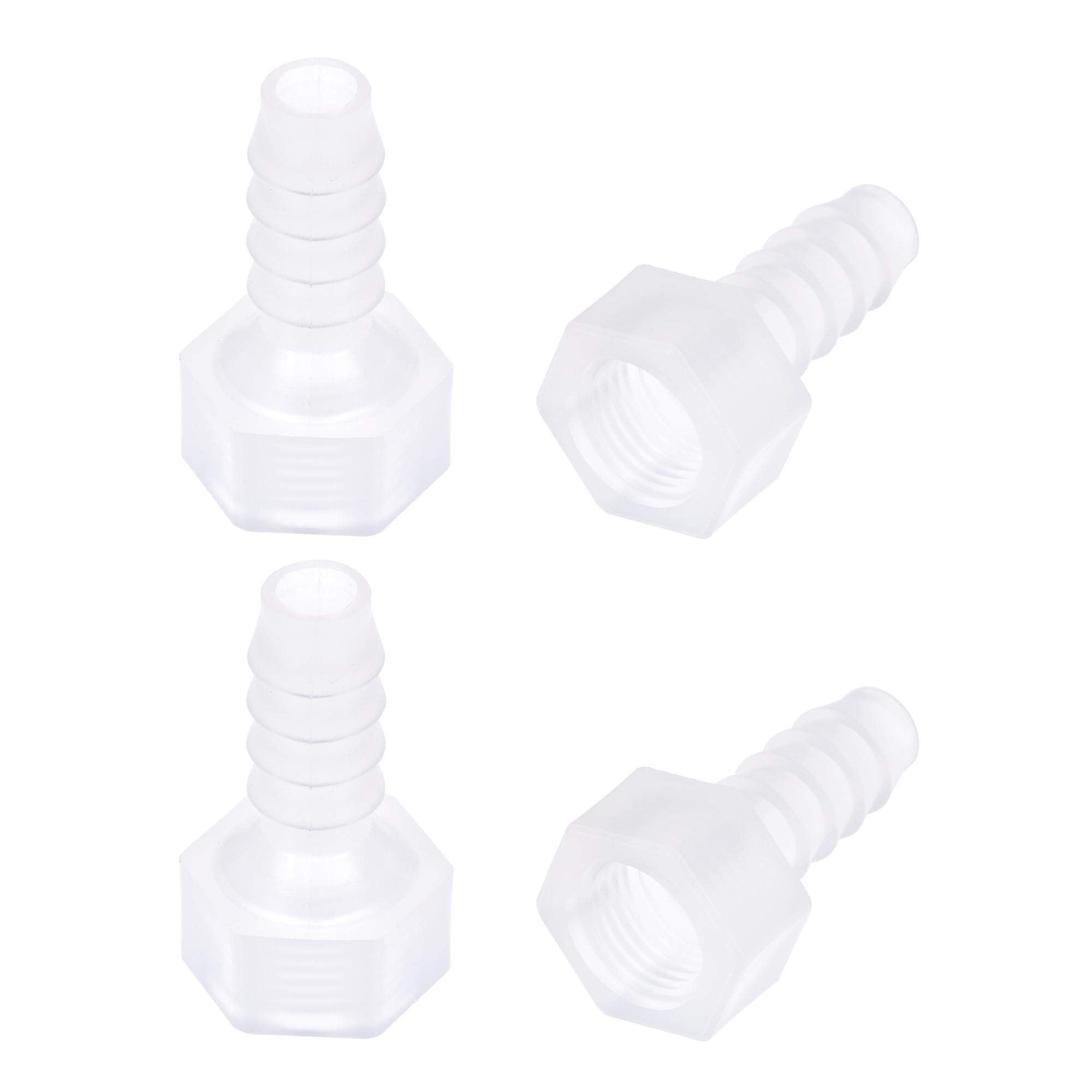 sourcing map Polypropylene Hose Barb Fitting Coupler, 8mm Barb x G1/4 Female Thread Pipe Adapter, Translucent 4Pcs