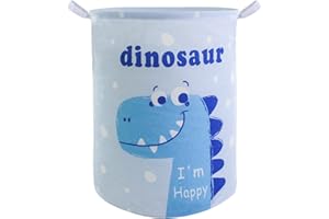 Mziart Kids Laundry Basket, Cute Collapsible Storage Baskets Baby Nursery Hamper Toys Box for Boys and Girls, Foldable Storage Bin Clothes Organizer Basket for Bedroom (Blue Dinosaur)