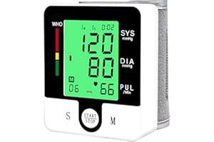 ANN BULLY Wrist Blood Pressure Monitor Rechargeable Blood Pressure Cuff for Home USB Charging Voice Broadcast Digital BP Monitor Cuff Portable 3 Color Backlit LCD Display for 2 Users with Carry Case