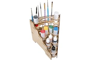 The Broken Token Modular Paint Rack w/ 26mm Holes - 45° Wedge - Multiple Organizer for Paint Bottles, Pots, and Brushes in Tiered Layout - Customize Your Pieces with Easy Organization & Access