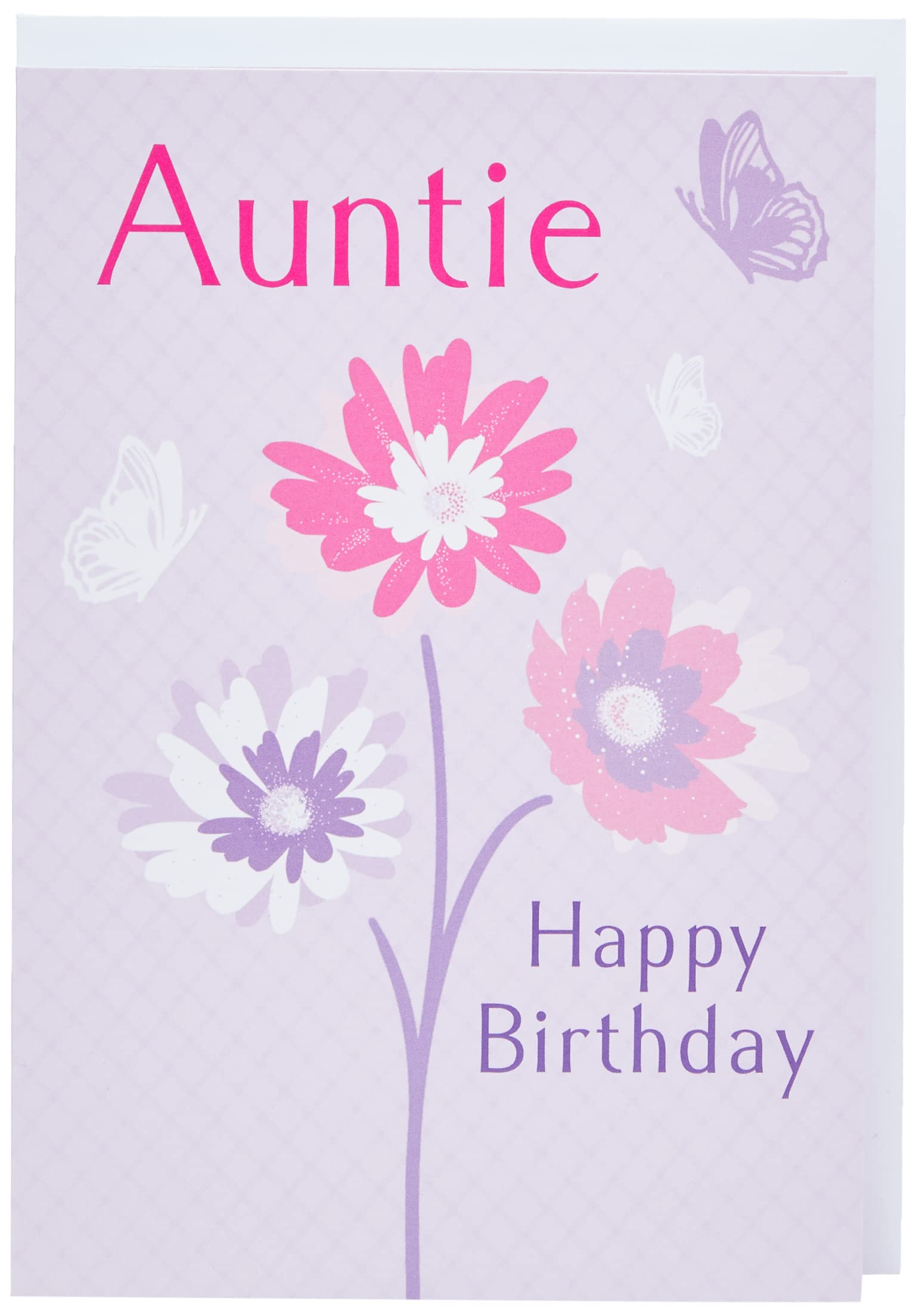 Piccadilly Greetings Traditional Birthday Card Auntie - 7 x 5 inches, purple|pink|white|peach