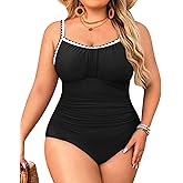 Aqua Eve Plus Size Swimsuit for Women Tummy Control One Piece Bathing Suit Vintage Swimwear
