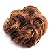 Bella Hair 100% Human Hair Scrunchies for Women Messy Bun Hair Piece Wavy/Curly Up-Do Ponytail Extension (#30 Medium Auburn/Red Brown)