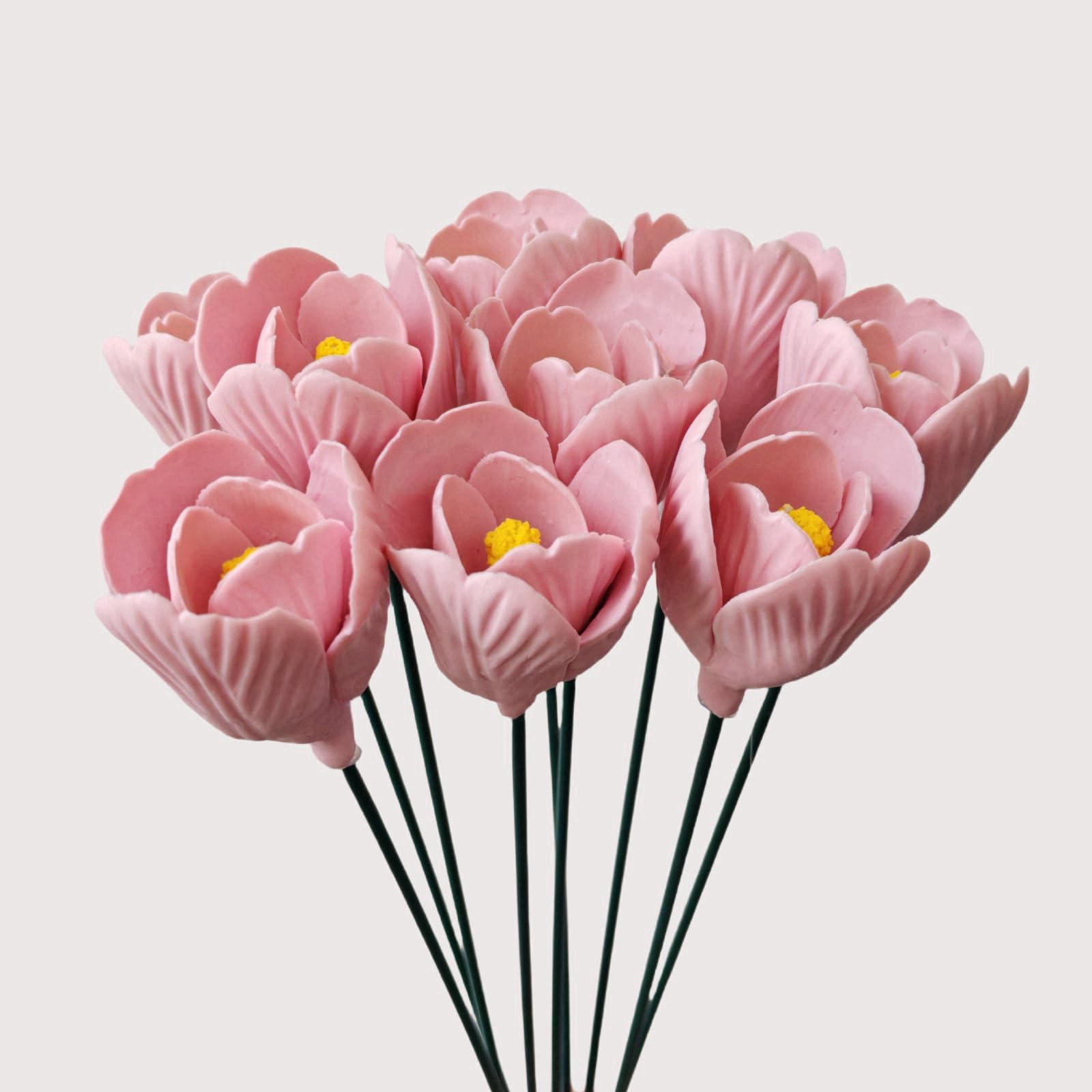 Photo 1 of Simulated Flowers, Handmade ceramic tulips, Home Decorations, Living Room vases,ceramic Floral Decorations, Creative Gifts for Floral Arrangements providing long-lasting beauty Set of 9 (Pink)