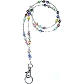 Hidden Hollow Beads Women's Beaded Breakaway Lanyard 34 Inches, SUPER SLIM Multi, Teacher ID Badge Holder Keys Cruise Phone