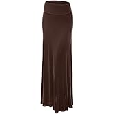 Lock and Love Women's Casual High Waist Solid/Tie Dye Fold Over Flowy Long Maxi Skirt