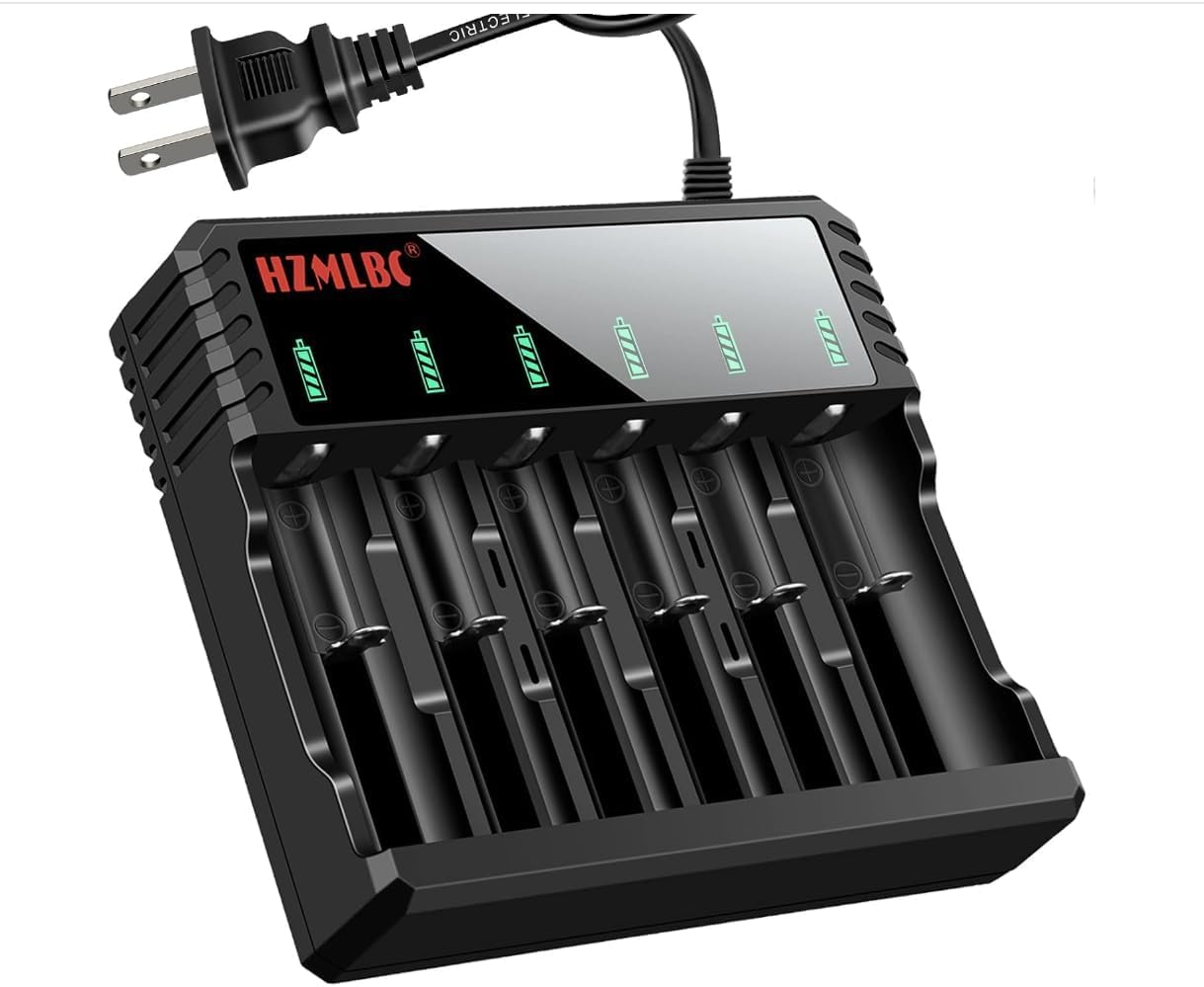 Photo 1 of 18650 Battery Charger Universal Smart Charger with LED Indicator for Flashlight Headlamp Batteries Compatible 3.7V Li-ion 26650 18500 14500 Rechargeable Batteries Charger (Only 6-Slot AC Charger)