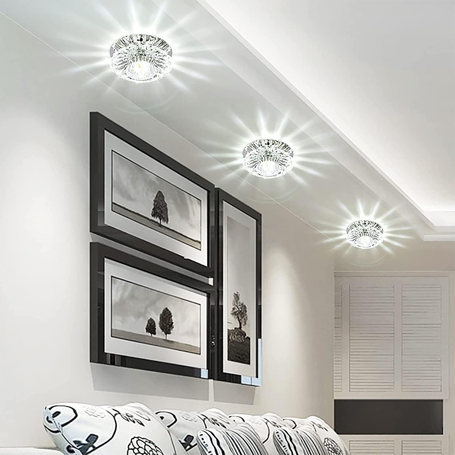 Skybook Crystal LED Downlight, 3W Recessed Ceiling Light with 5-8cm Aperture, LED Decorative Spotlight for Creative Corridor in Hallway, Hallway, Living Room, Bedroom (Cold White, 4X)