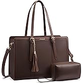 LOVEVOOK Laptop Bag for Women 15.6 inch Lightweight PU Laptop Tote Bag, Large Capacity Computer bag with Clutch Purse for Business, Work, Office, Travel, School,Casual