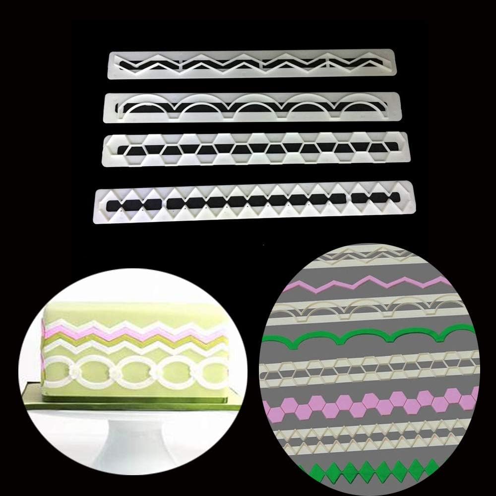 JoyGlobal 4 Piece/Set Geometric Wave Fondant Gumpaste DIY Tool