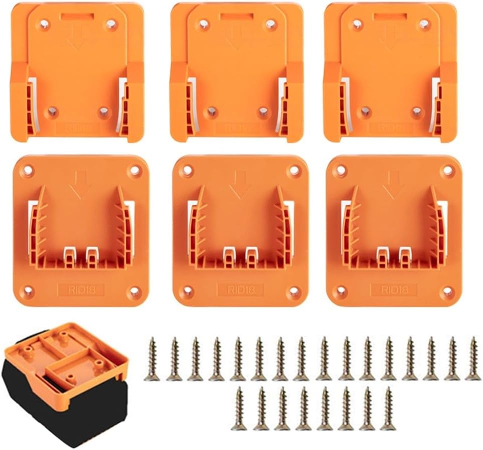 FACULX Battery Hanger For Ridgid And 18V Tools, Plastic Drill Rack Set, Space-Saving Storage For Garage And Workshop Organisation, Yellow(3 SET)