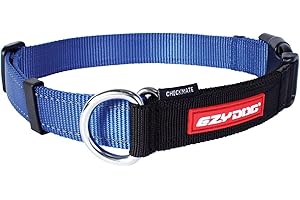 EzyDog Checkmate Martingale Collar for Dogs – Premium Nylon Training Dog Collar for Easy Control with no Choking (Large, Blue)