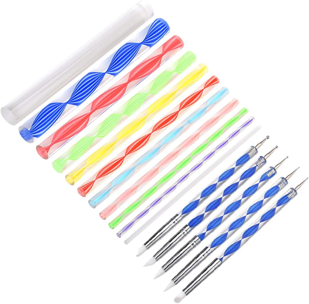 Meuxan 16 Piece Dotting Tools for Rock Painting, Polymer Clay & Pottery Craft, Canvas Paper Flower Embossing Art