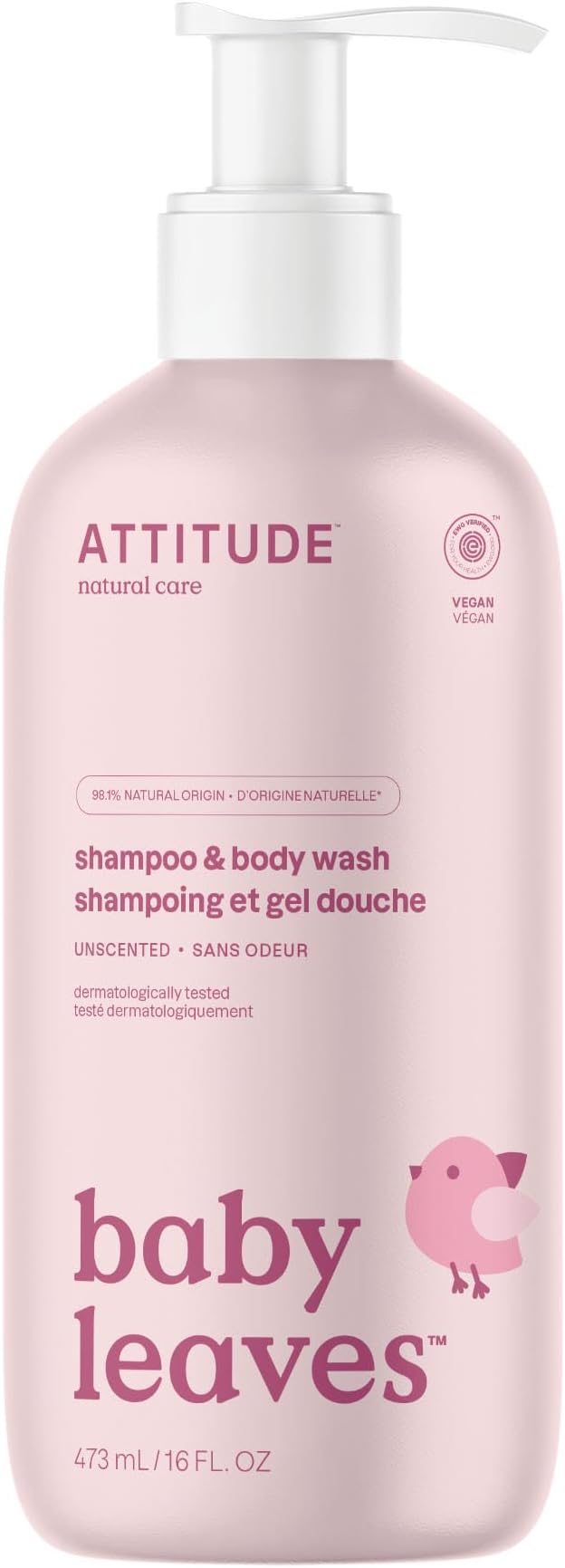 ATTITUDE 2in1 Baby Shampoo and Body Wash Unscented 473 mL