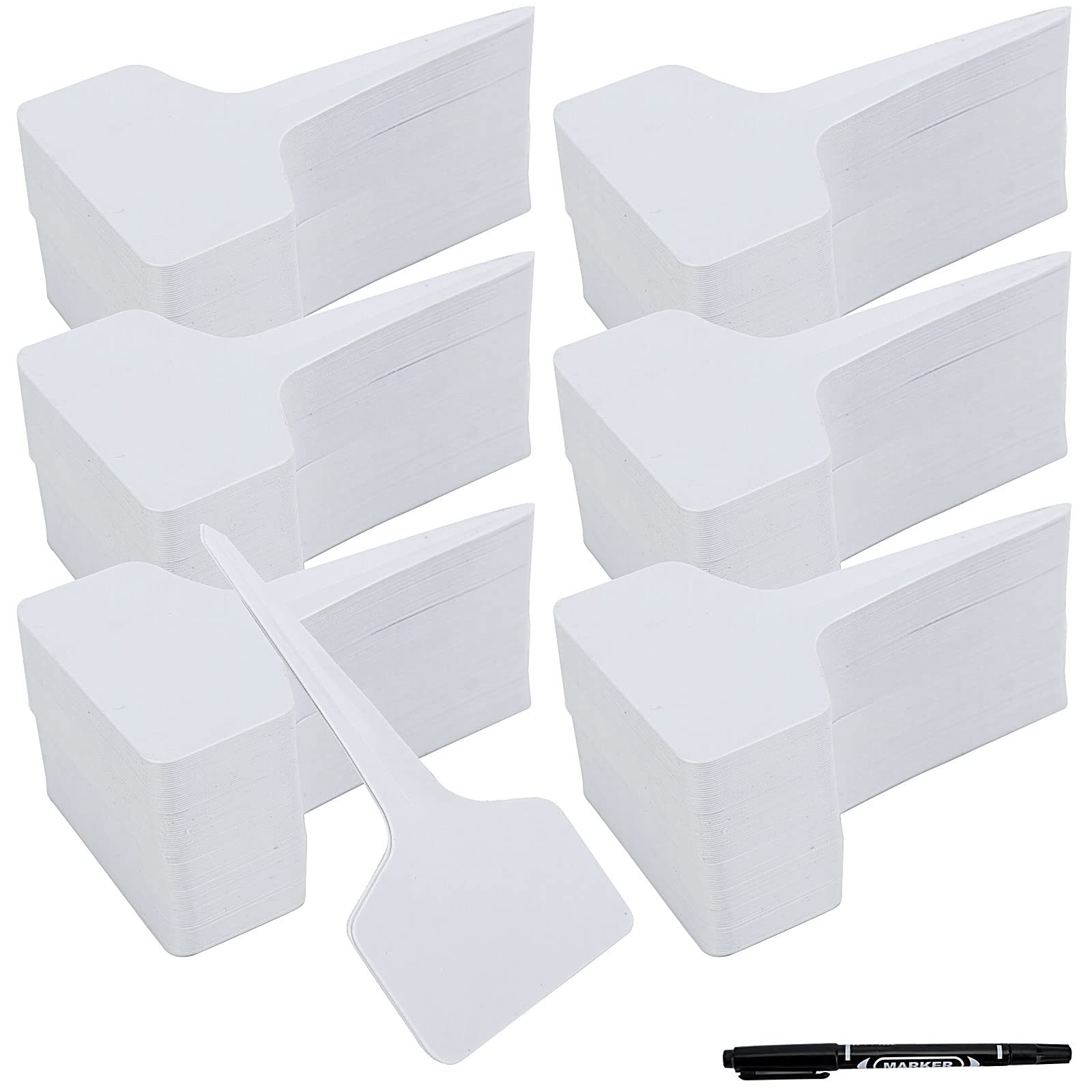 ZOENHOU 300 Pcs Plastic Plant Labels, 6x10cm White T Type Garden Name Labels Plant Tags, Flower Tree Plant Labels for Outdoor Plants, Gardening