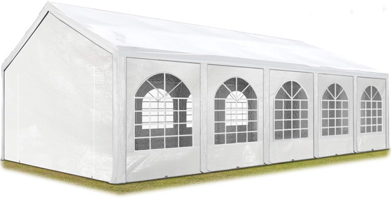 4x10 m Excellent Marquee with strong approx. 240g/m² PE tarpaulin, Party Tent with fully galvanised & bolted steelframe white